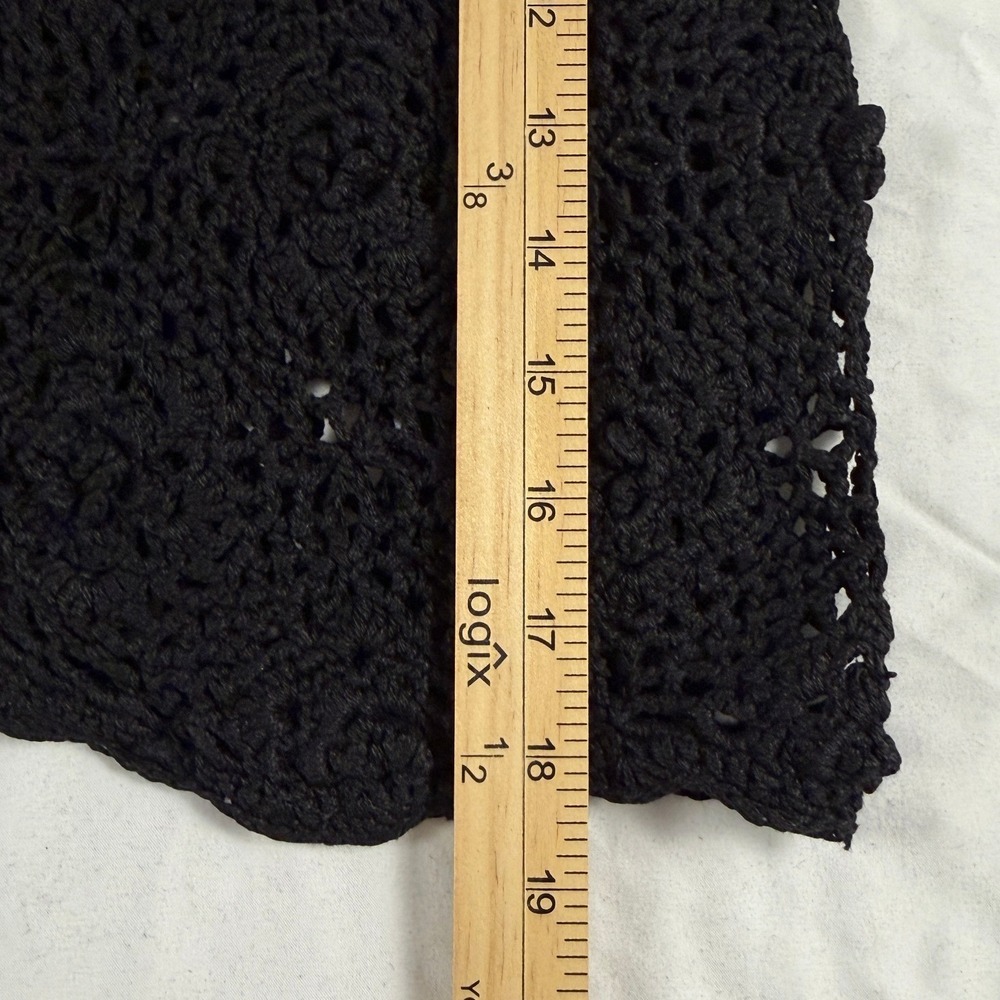 Vintage Y2K Hand Knitted Black Crochet Cardigan Open Knit OS Witchy Whimsigoth - Picture 5 of 6